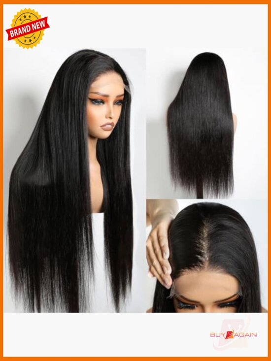 Human Hair Wig 5x5 Closure Straight Lace Front Glueless 26 Inch 180 Density main image 6